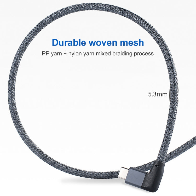 100W USB-C / Type-C Elbow to USB-C / Type-C Male Full-function Data Cable with E-mark, Cable Length:1m