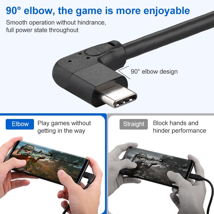 60W 3A USB-C / Type-C Male to USB-C / Type-C Elbow PD Fast Charging Magic Belt Cable, Cable Length:0.5m
