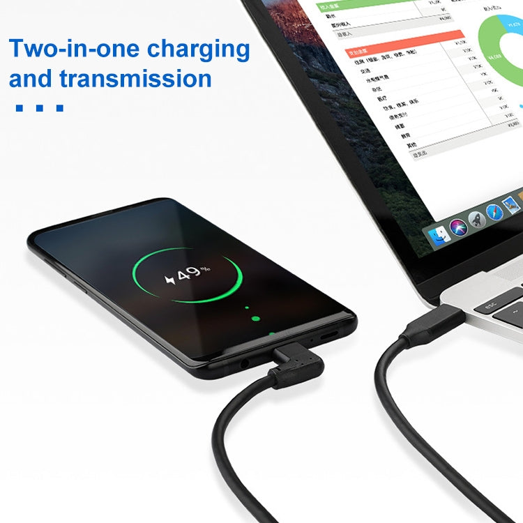 60W 3A USB-C / Type-C Male to USB-C / Type-C Elbow PD Fast Charging Magic Belt Cable, Cable Length:1m