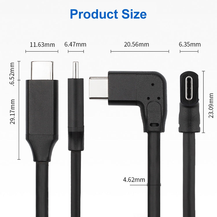60W 3A USB-C / Type-C Male to USB-C / Type-C Elbow PD Fast Charging Magic Belt Cable, Cable Length:2m