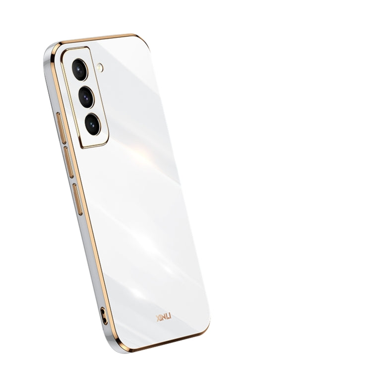 For Samsung Galaxy S21 5G XINLI Straight 6D Plating Gold Edge TPU Shockproof Case