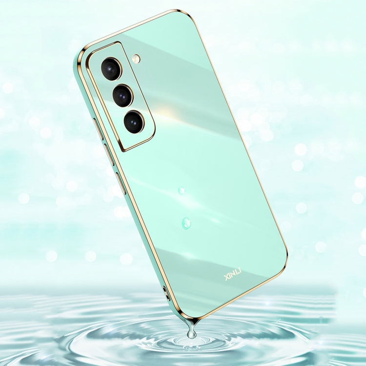For Samsung Galaxy S21 5G XINLI Straight 6D Plating Gold Edge TPU Shockproof Case