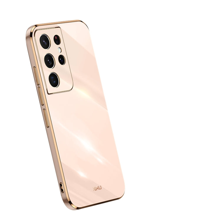 For Samsung Galaxy S21 Ultra 5G XINLI Straight 6D Plating Gold Edge TPU Shockproof Case