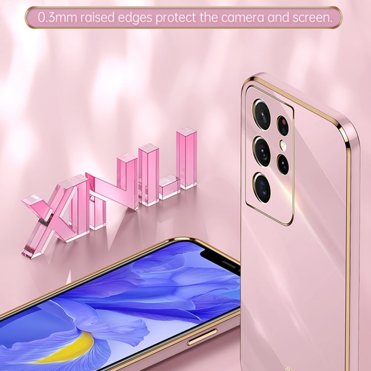 For Samsung Galaxy S21 Ultra 5G XINLI Straight 6D Plating Gold Edge TPU Shockproof Case