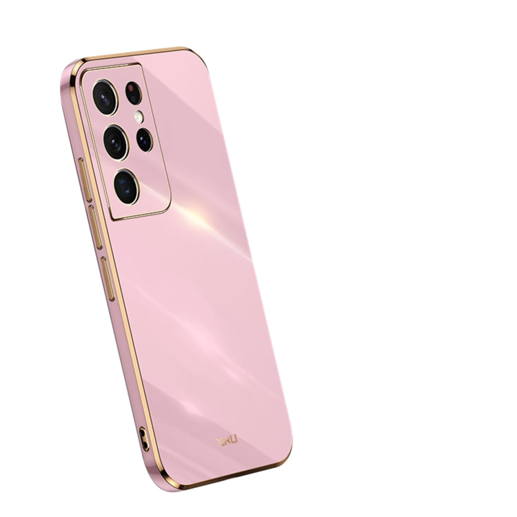 For Samsung Galaxy S21 Ultra 5G XINLI Straight 6D Plating Gold Edge TPU Shockproof Case