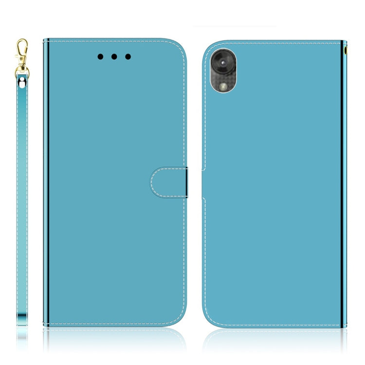 For Motorola Moto E6 Imitated Mirror Surface Horizontal Flip Leather Case with Holder & Card Slots & Wallet & Lanyard