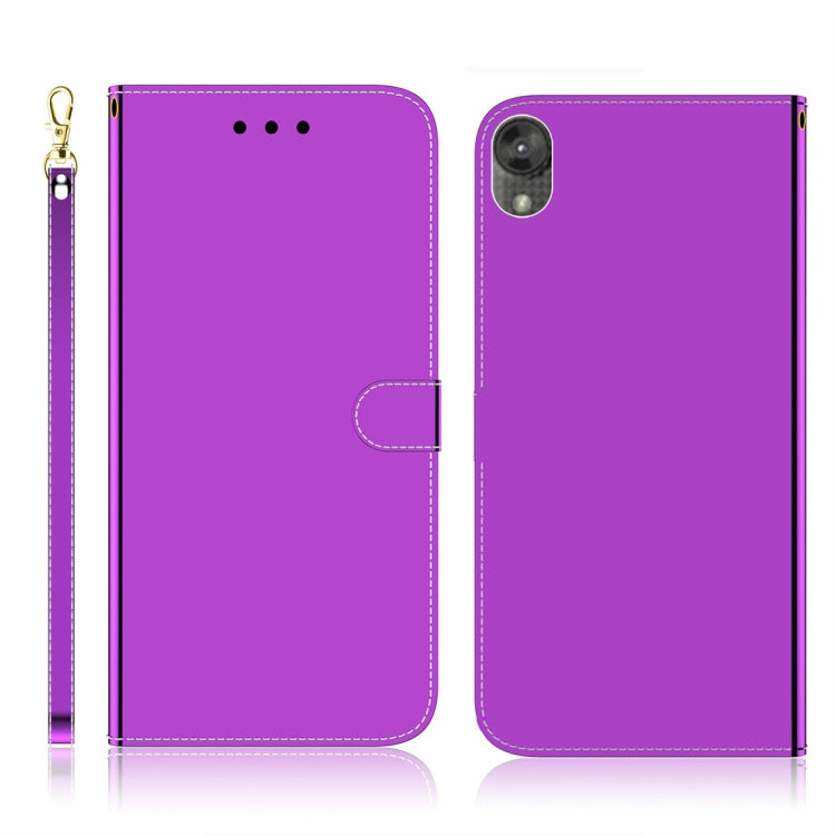 For Motorola Moto E6 Imitated Mirror Surface Horizontal Flip Leather Case with Holder & Card Slots & Wallet & Lanyard