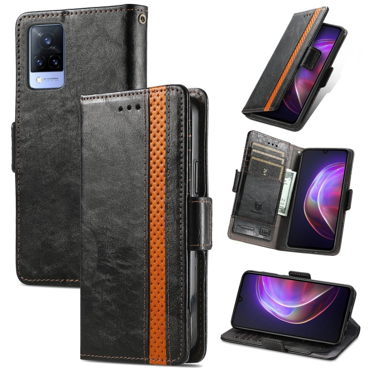 For vivo V21 CaseNeo Business Splicing Dual Magnetic Buckle Horizontal Flip PU Leather Case with Holder & Card Slots & Wallet