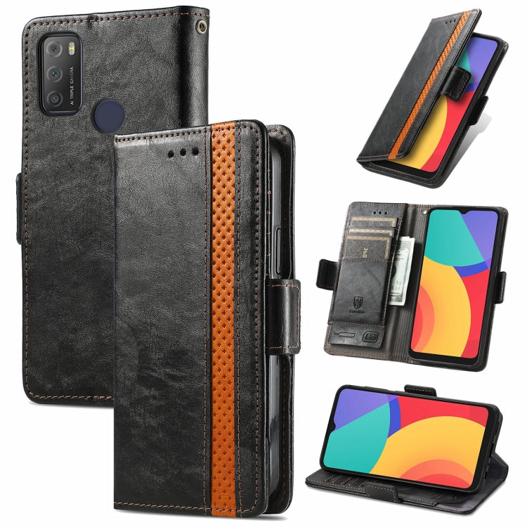 For Alcatel 1S (2021) CaseNeo Business Splicing Dual Magnetic Buckle Horizontal Flip PU Leather Case with Holder & Card Slots & Wallet
