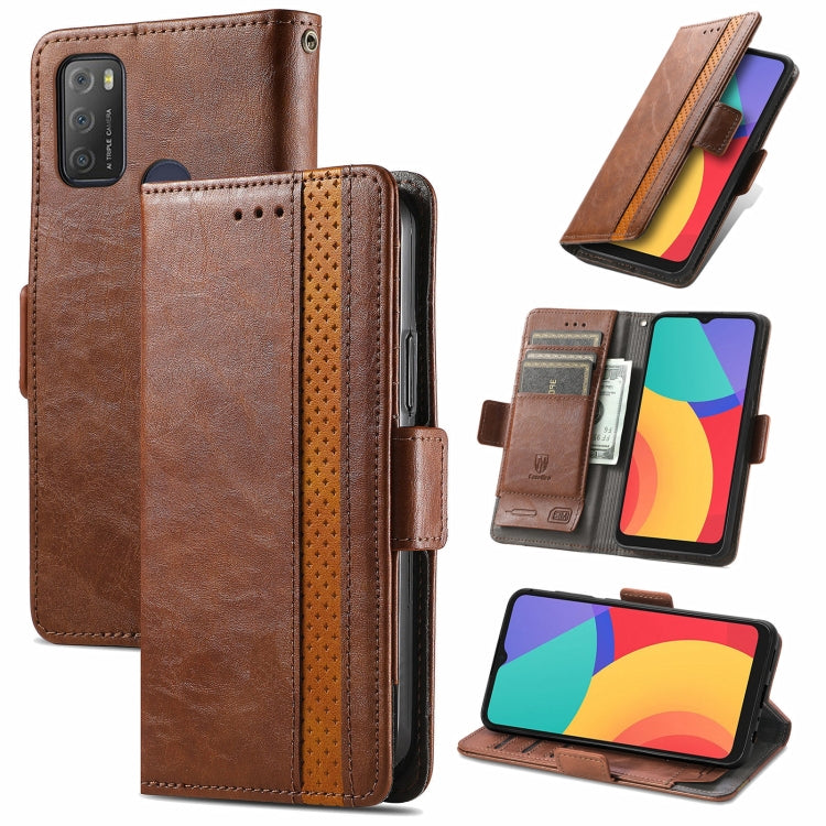 For Alcatel 1S (2021) CaseNeo Business Splicing Dual Magnetic Buckle Horizontal Flip PU Leather Case with Holder & Card Slots & Wallet