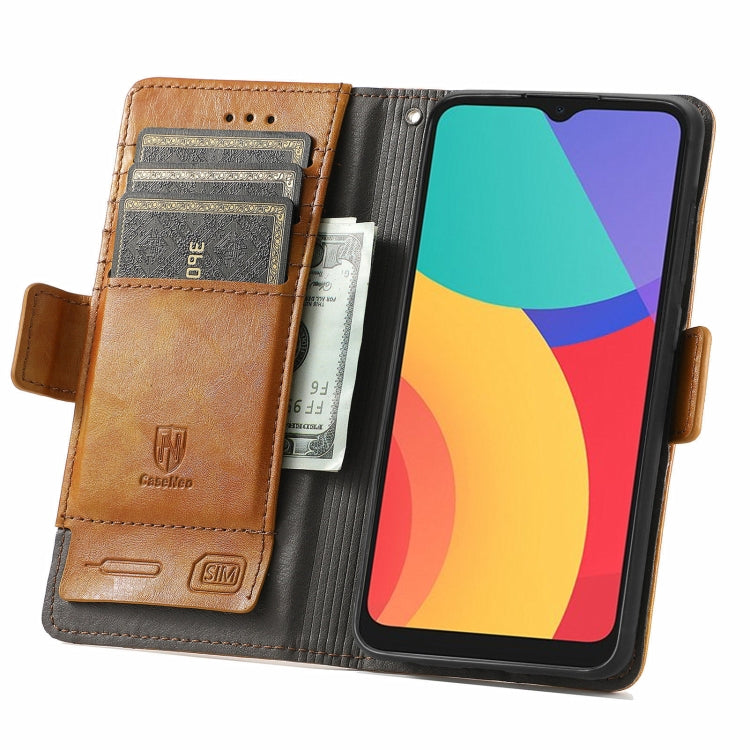 For Alcatel 1S (2021) CaseNeo Business Splicing Dual Magnetic Buckle Horizontal Flip PU Leather Case with Holder & Card Slots & Wallet