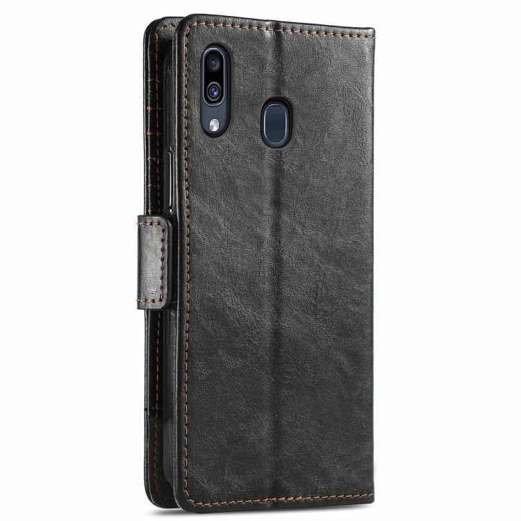 For Samsung Galaxy A20 CaseNeo Business Splicing Dual Magnetic Buckle Horizontal Flip PU Leather Case with Holder & Card Slots & Wallet
