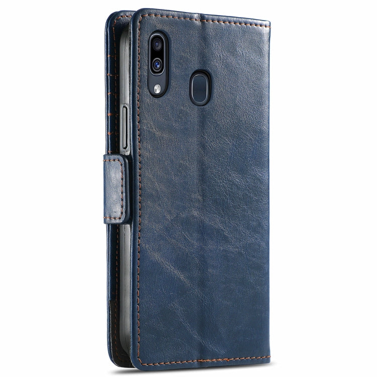 For Samsung Galaxy A20 CaseNeo Business Splicing Dual Magnetic Buckle Horizontal Flip PU Leather Case with Holder & Card Slots & Wallet