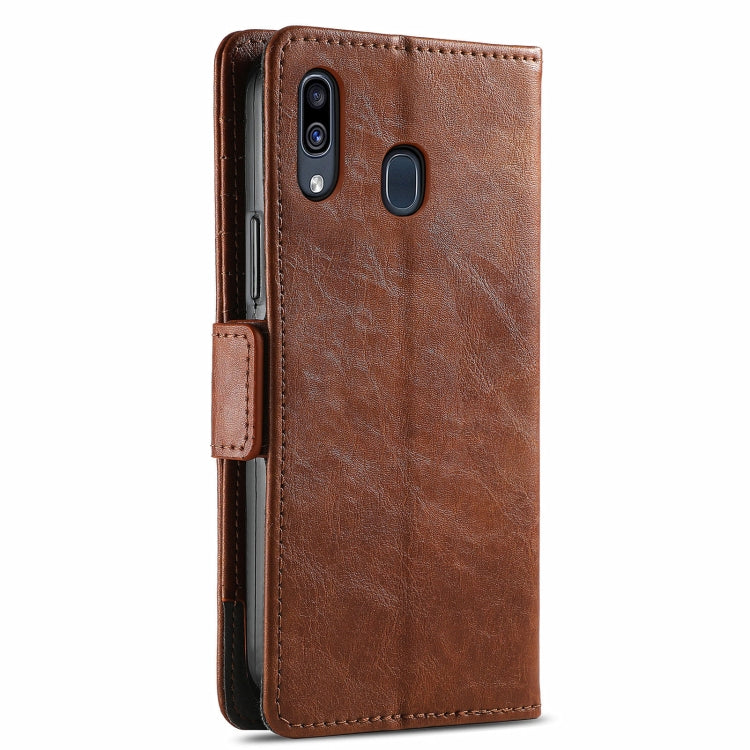 For Samsung Galaxy A20 CaseNeo Business Splicing Dual Magnetic Buckle Horizontal Flip PU Leather Case with Holder & Card Slots & Wallet