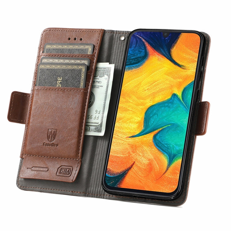 For Samsung Galaxy A20 CaseNeo Business Splicing Dual Magnetic Buckle Horizontal Flip PU Leather Case with Holder & Card Slots & Wallet