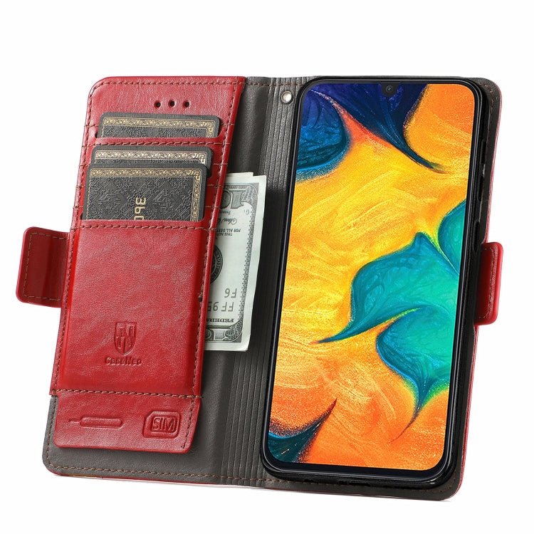 For Samsung Galaxy A20 CaseNeo Business Splicing Dual Magnetic Buckle Horizontal Flip PU Leather Case with Holder & Card Slots & Wallet