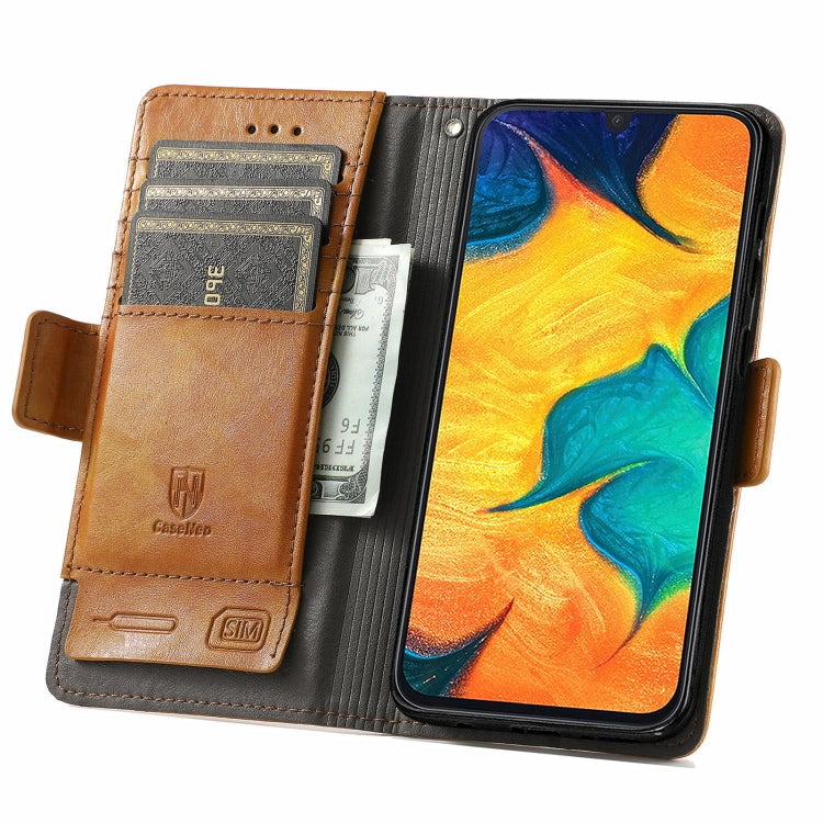 For Samsung Galaxy A30 CaseNeo Business Splicing Dual Magnetic Buckle Horizontal Flip PU Leather Case with Holder & Card Slots & Wallet