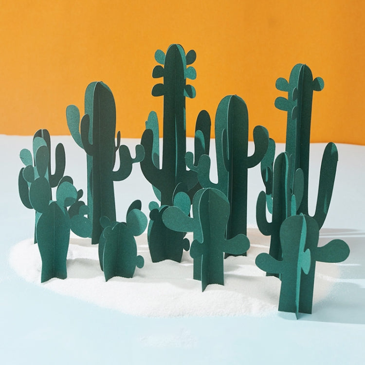 12 in 1 Miniature Beach Paper Cut Cactus Sandy Beach Landscape Decoration Photography Props