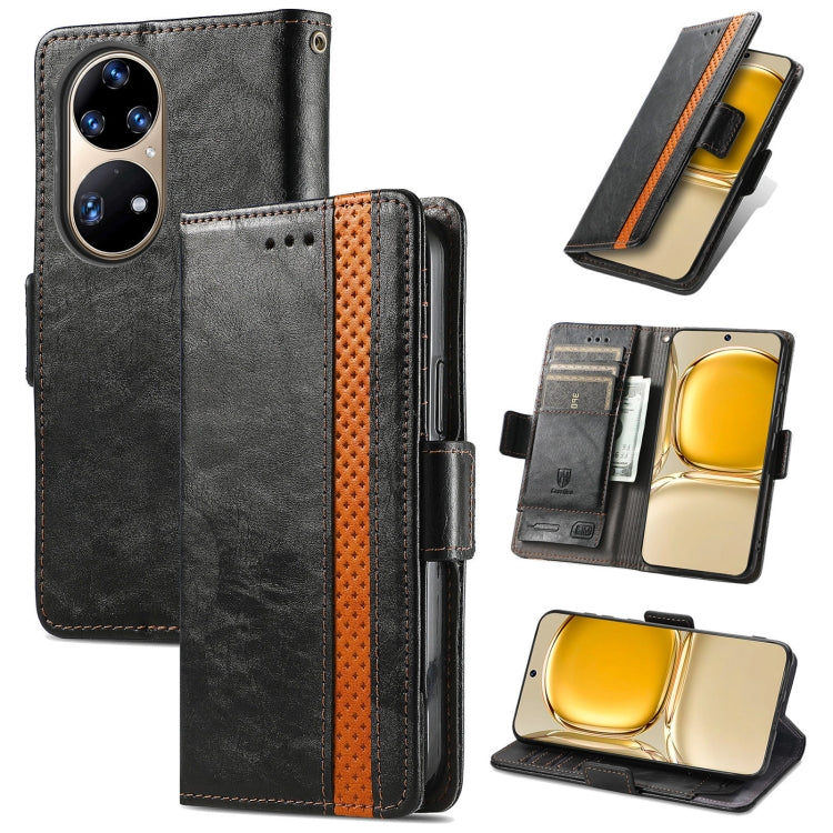 For Huawei P50 CaseNeo Business Splicing Dual Magnetic Buckle Horizontal Flip PU Leather Case with Holder & Card Slots & Wallet