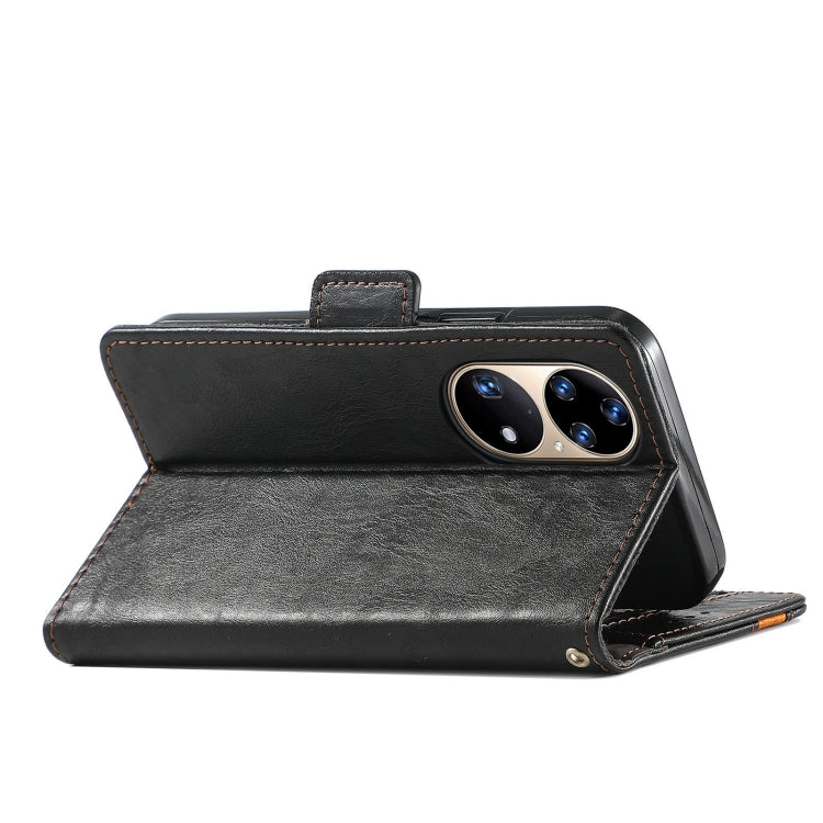 For Huawei P50 CaseNeo Business Splicing Dual Magnetic Buckle Horizontal Flip PU Leather Case with Holder & Card Slots & Wallet