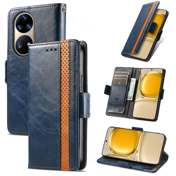 For Huawei P50 CaseNeo Business Splicing Dual Magnetic Buckle Horizontal Flip PU Leather Case with Holder & Card Slots & Wallet