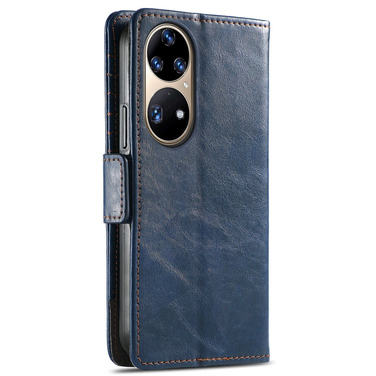 For Huawei P50 CaseNeo Business Splicing Dual Magnetic Buckle Horizontal Flip PU Leather Case with Holder & Card Slots & Wallet