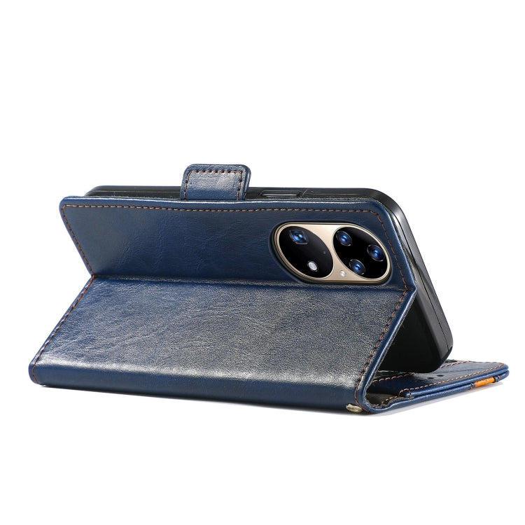 For Huawei P50 CaseNeo Business Splicing Dual Magnetic Buckle Horizontal Flip PU Leather Case with Holder & Card Slots & Wallet