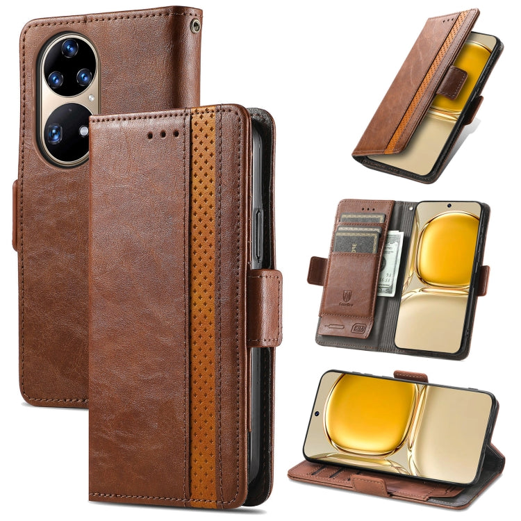 For Huawei P50 CaseNeo Business Splicing Dual Magnetic Buckle Horizontal Flip PU Leather Case with Holder & Card Slots & Wallet