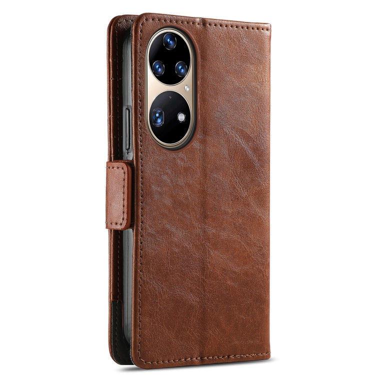 For Huawei P50 CaseNeo Business Splicing Dual Magnetic Buckle Horizontal Flip PU Leather Case with Holder & Card Slots & Wallet