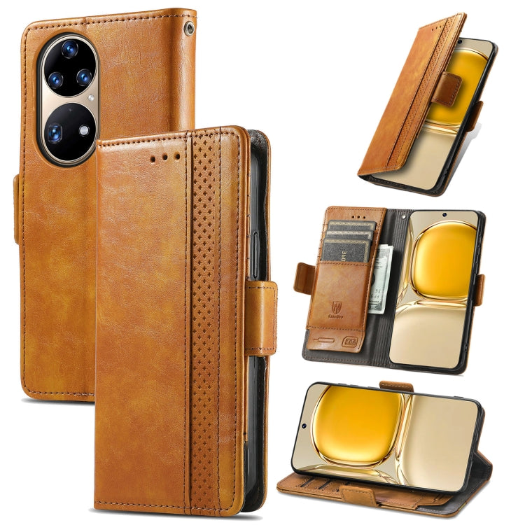 For Huawei P50 CaseNeo Business Splicing Dual Magnetic Buckle Horizontal Flip PU Leather Case with Holder & Card Slots & Wallet