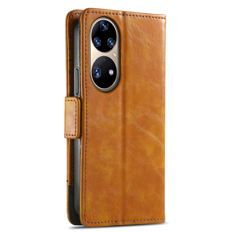 For Huawei P50 CaseNeo Business Splicing Dual Magnetic Buckle Horizontal Flip PU Leather Case with Holder & Card Slots & Wallet