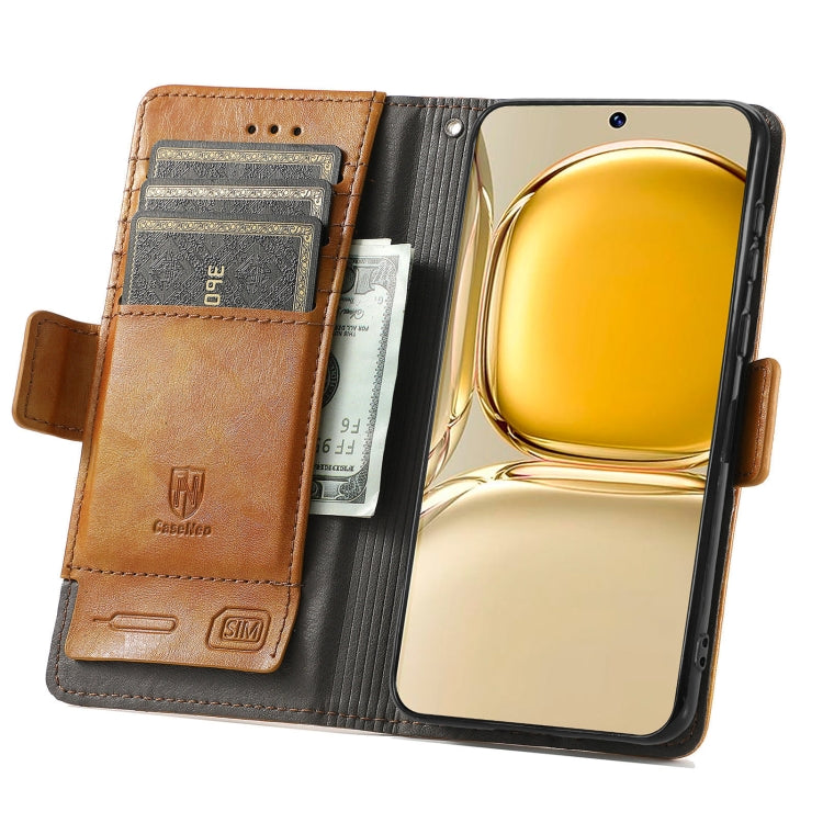 For Huawei P50 CaseNeo Business Splicing Dual Magnetic Buckle Horizontal Flip PU Leather Case with Holder & Card Slots & Wallet
