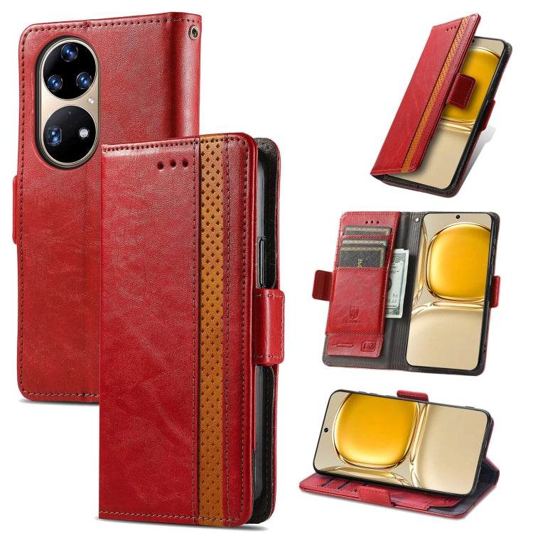 For Huawei P50 CaseNeo Business Splicing Dual Magnetic Buckle Horizontal Flip PU Leather Case with Holder & Card Slots & Wallet
