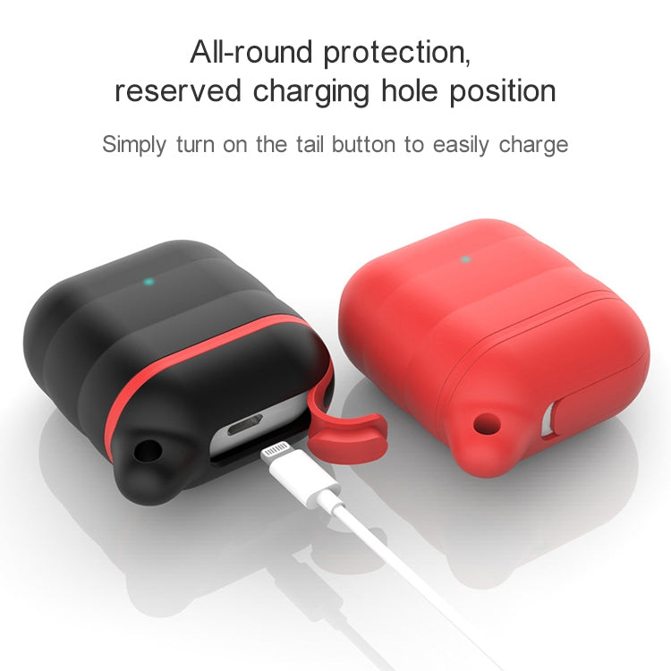 For Apple AirPods 1 / 2 Wireless Earphone Waterproof Silicone Protective Case with Hook