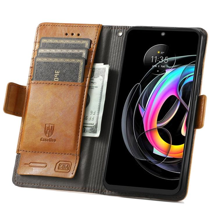 For Motorola Edge 20 Lite CaseNeo Business Splicing Dual Magnetic Buckle Horizontal Flip PU Leather Case with Holder & Card Slots & Wallet