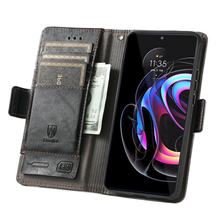 For Motorola Edge 20 Pro CaseNeo Business Splicing Dual Magnetic Buckle Horizontal Flip PU Leather Case with Holder & Card Slots & Wallet