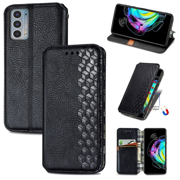 For Motorola Edge 20 Cubic Grid Pressed Horizontal Flip Magnetic PU Leather Case with Holder & Card Slots & Wallet
