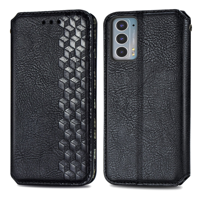 For Motorola Edge 20 Cubic Grid Pressed Horizontal Flip Magnetic PU Leather Case with Holder & Card Slots & Wallet