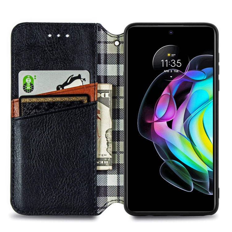 For Motorola Edge 20 Cubic Grid Pressed Horizontal Flip Magnetic PU Leather Case with Holder & Card Slots & Wallet