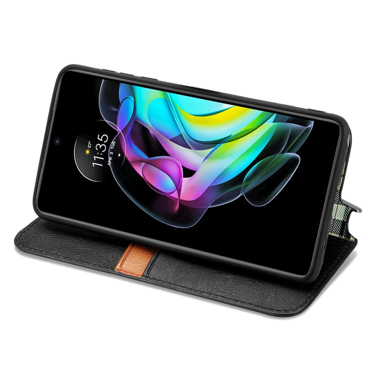For Motorola Edge 20 Cubic Grid Pressed Horizontal Flip Magnetic PU Leather Case with Holder & Card Slots & Wallet