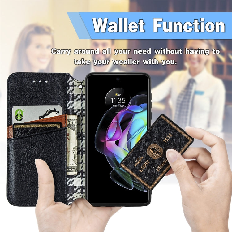 For Motorola Edge 20 Cubic Grid Pressed Horizontal Flip Magnetic PU Leather Case with Holder & Card Slots & Wallet