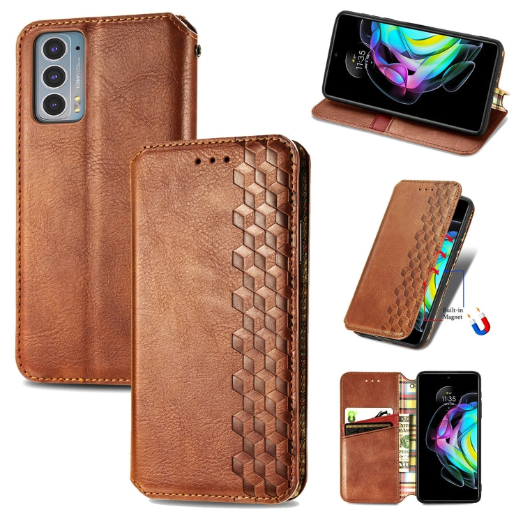 For Motorola Edge 20 Cubic Grid Pressed Horizontal Flip Magnetic PU Leather Case with Holder & Card Slots & Wallet