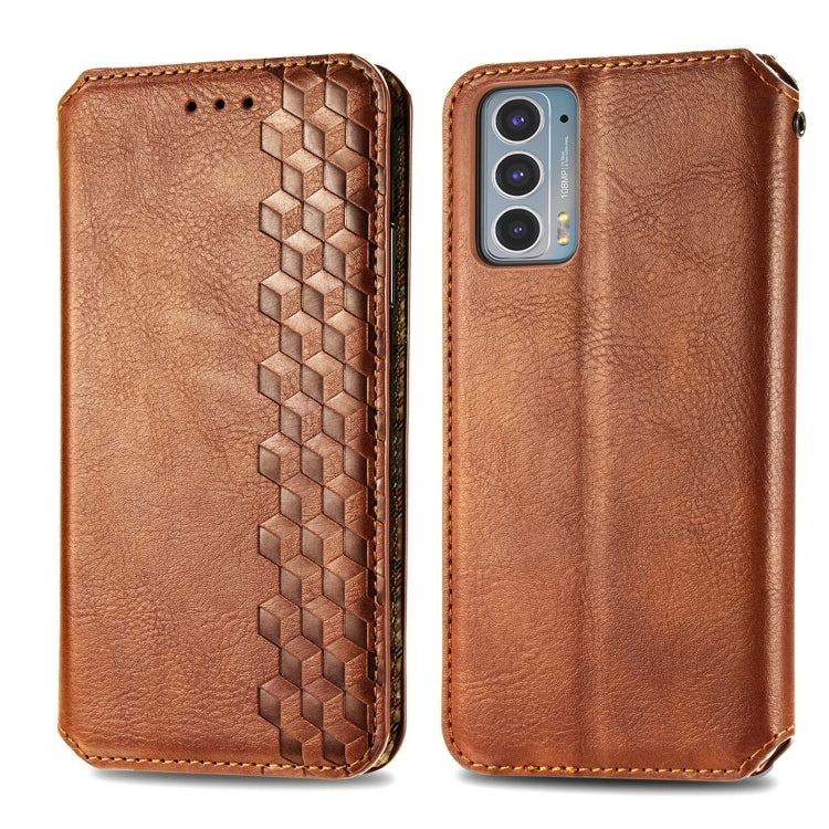 For Motorola Edge 20 Cubic Grid Pressed Horizontal Flip Magnetic PU Leather Case with Holder & Card Slots & Wallet