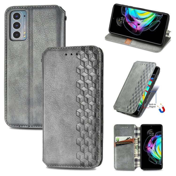 For Motorola Edge 20 Cubic Grid Pressed Horizontal Flip Magnetic PU Leather Case with Holder & Card Slots & Wallet