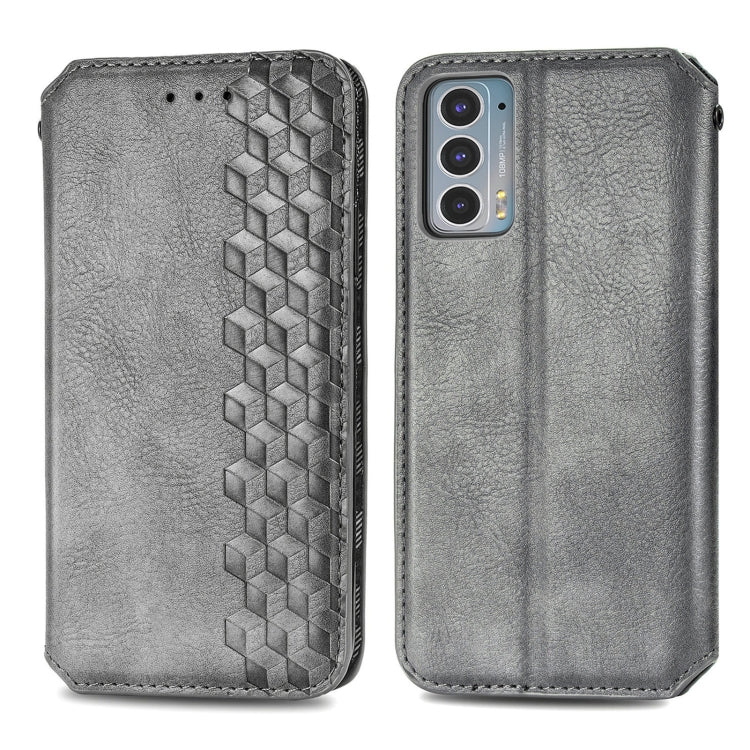 For Motorola Edge 20 Cubic Grid Pressed Horizontal Flip Magnetic PU Leather Case with Holder & Card Slots & Wallet