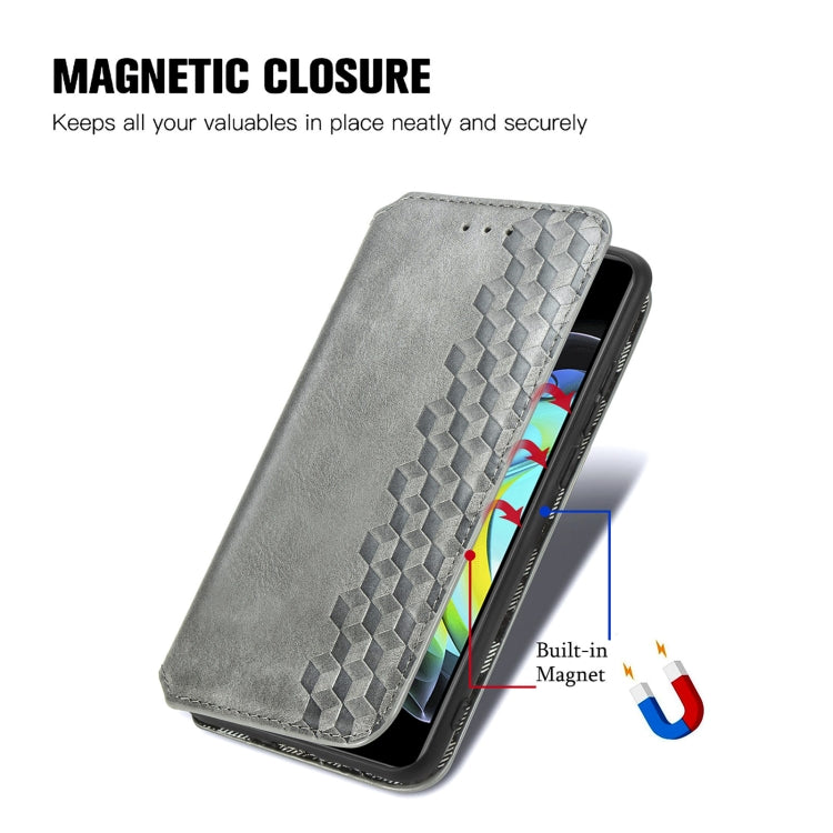 For Motorola Edge 20 Cubic Grid Pressed Horizontal Flip Magnetic PU Leather Case with Holder & Card Slots & Wallet