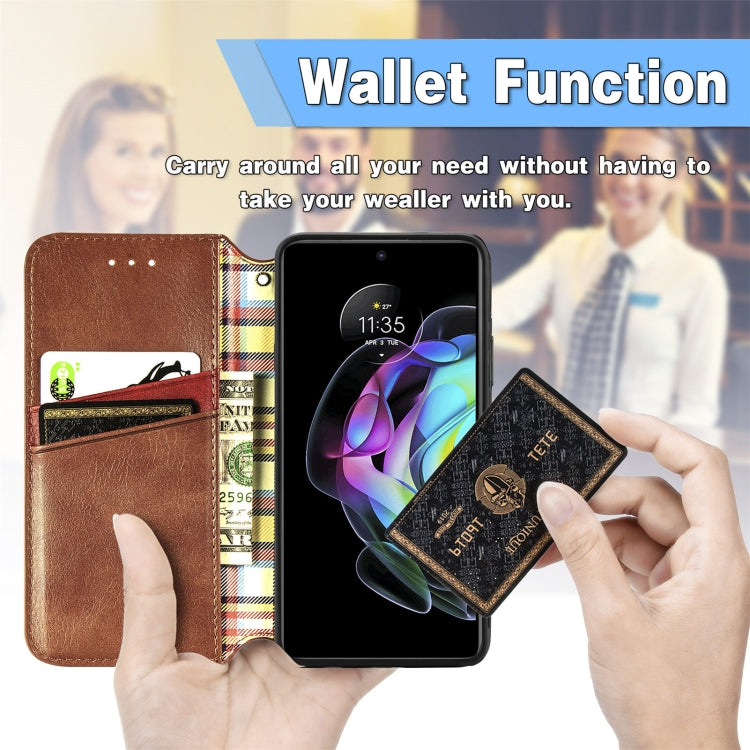 For Motorola Edge 20 Cubic Grid Pressed Horizontal Flip Magnetic PU Leather Case with Holder & Card Slots & Wallet