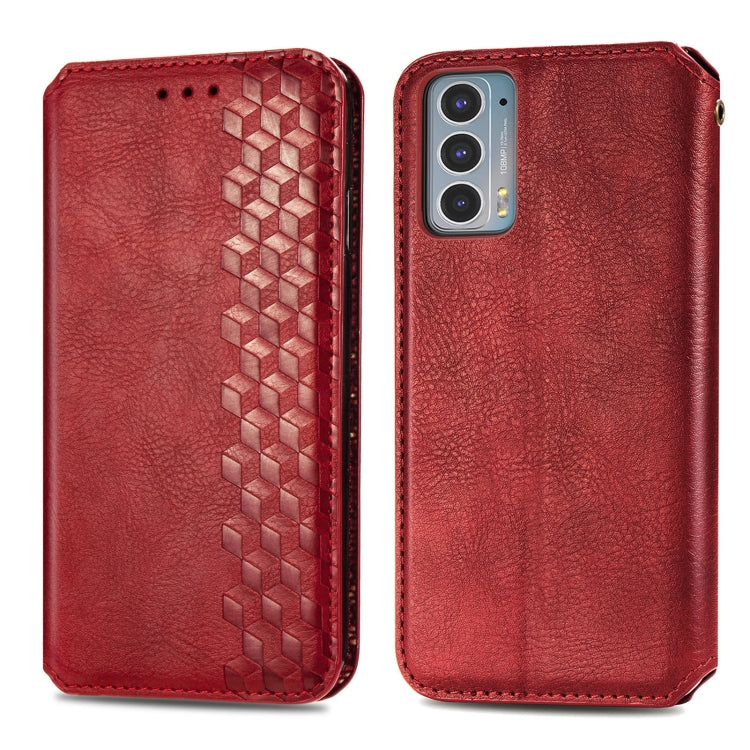 For Motorola Edge 20 Cubic Grid Pressed Horizontal Flip Magnetic PU Leather Case with Holder & Card Slots & Wallet