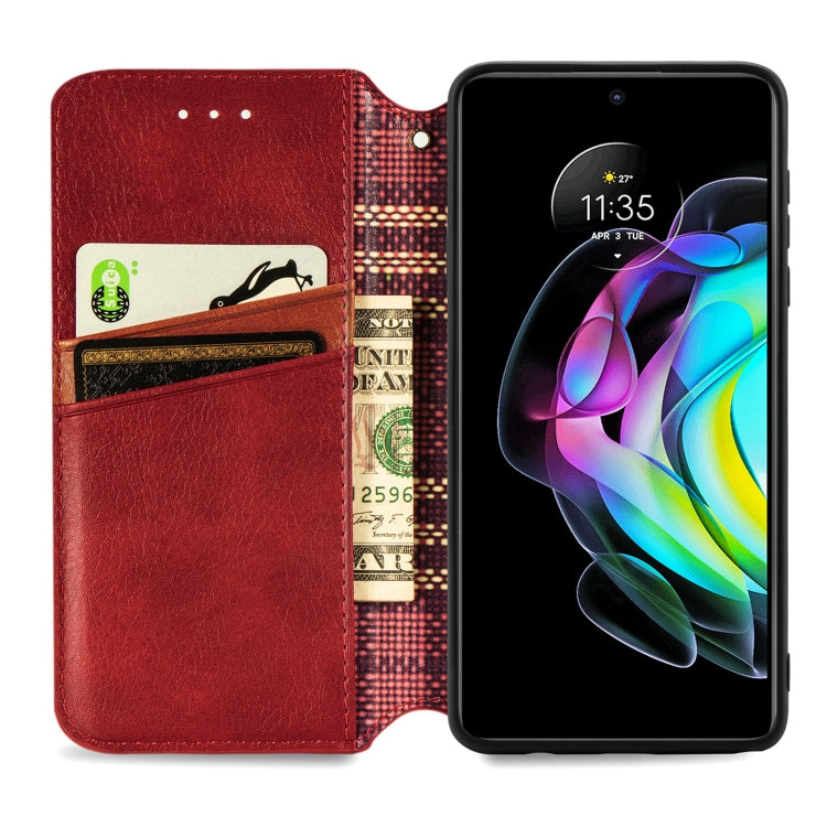 For Motorola Edge 20 Cubic Grid Pressed Horizontal Flip Magnetic PU Leather Case with Holder & Card Slots & Wallet