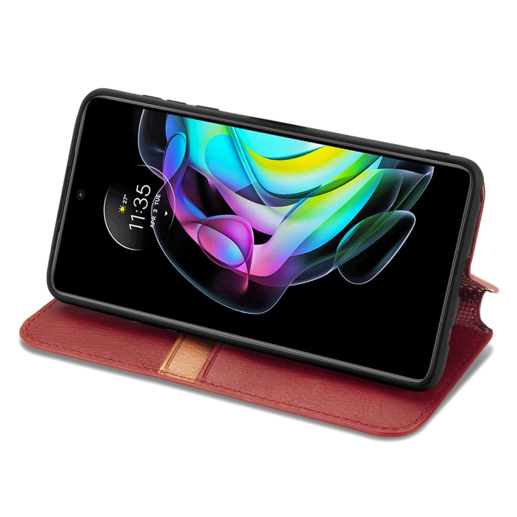 For Motorola Edge 20 Cubic Grid Pressed Horizontal Flip Magnetic PU Leather Case with Holder & Card Slots & Wallet
